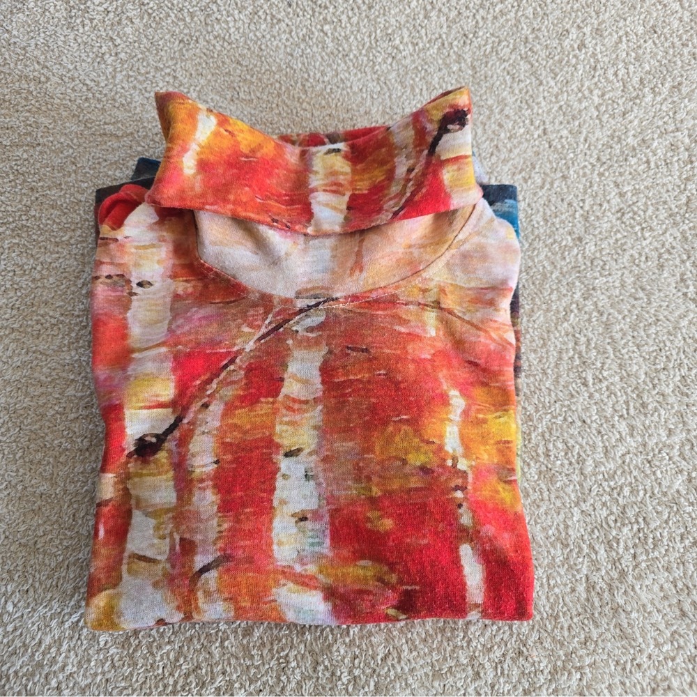 FDJ French Dressing Abstract Wearable Art Autumn Birch Tree Forest Shirt Sz S - Picture 12 of 12